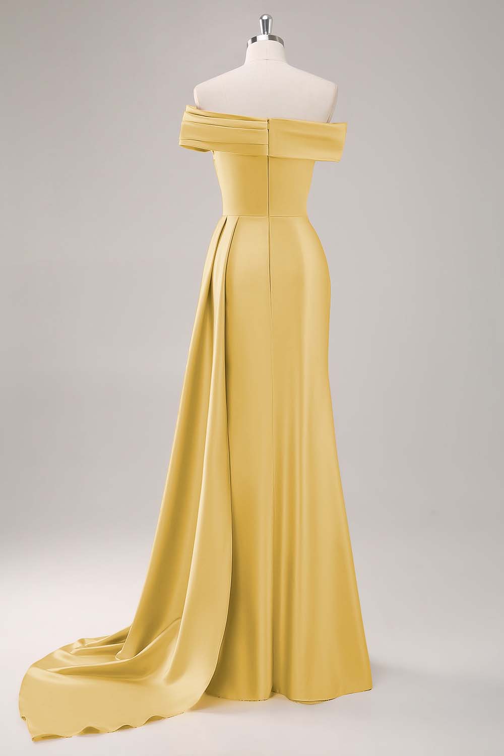 Vestido de cerimónia comprido lilás com um ombro só e fitas