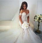 Gorgeous Mermaid Lace Off Shoulder Wedding Dresses, Bridal Gown, MW595
