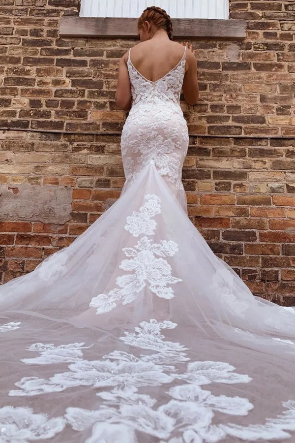 Wunderschöne Meerjungfrau-Trägerlosen Hochzeitskleider mit Applikationen