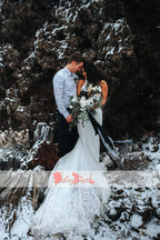 Gorgeous Lace Top Mermaid Sleeveless Elegant Wedding Dresses With Train, DB0136