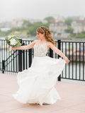 Magnifiques robes de mariée en mousseline sans dos avec dos nu à strass, DB0156