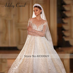 Ashley Carol Luxury Wedding Dresses For Women Real Photos Long Sleeve Princess Sparkling Beaded Bridal Dress Vestidos De Novia