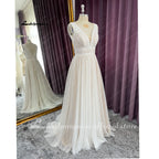 Lakshmigown V Neck Bohemian Wedding Dresses Lace Bridal Gowns Tulle A-Line Wedding Gown Robe De Mariée Country Customized