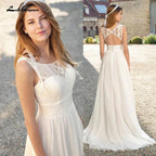 NumberSea White ivory Beach Wedding Dresses  A Line Lace Bride Dresses Chiffon Wedding Gowns Vestidos de novia