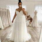 Lakshmigown Wedding Dress Plus Size A-Line Off The Shoulder Lace Applique Tulle Backless Robe De Mariée Orienta Sweep Train Gown