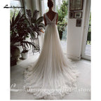 Lakshmigown V Neck Bohemian Wedding Dresses Lace Bridal Gowns Tulle A-Line Wedding Gown Robe De Mariée Country Customized