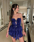Schickes Blaues Homecoming-Kleid Blaues Partykleid Y2494