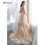 NumberSea Romantic Spaghetti Straps Champagne Puffy Long Ruffled Soft Tulle Ball Gown Wedding Dress Bridal Dresses Vestido De Noiva