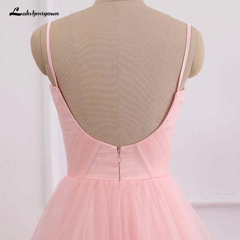 Vestido de noiva romântico rosa NumberSea, estilo boho, com alças, tule, fecho nas costas e cauda de 30 cm 