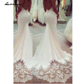 Robe de mariée dos nu sexy NumberSea Spaghetti Lace sans manches avec appliques de dentelle, robe de mariée bohème pour cérémonie et soirée