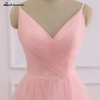 NumberSea Romantic Pink Beach Wedding Dress boho Bridal Dresses Straps Tulle Zipper Back with 30cm tail Vestido De Noiva