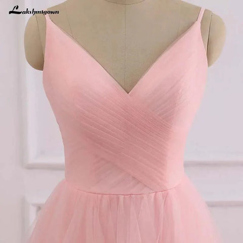Vestido de noiva romântico rosa NumberSea, estilo boho, com alças, tule, fecho nas costas e cauda de 30 cm 