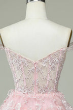 Pinkes Trägerloses Korsett-Heimkehrkleid mit Spitze Y2471