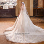 Ashley Carol Luxury Wedding Dresses For Women Real Photos Long Sleeve Princess Sparkling Beaded Bridal Dress Vestidos De Novia