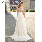 NumberSea White ivory Beach Wedding Dresses  A Line Lace Bride Dresses Chiffon Wedding Gowns Vestidos de novia