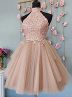 Vestidos de Baile de Finalistas / Vestidos de Gala Curtos Adoráveis com Tule, Renda e Costas Abertas