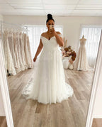 Lakshmigown Wedding Dress Plus Size A-Line Off The Shoulder Lace Applique Tulle Backless Robe De Mariée Orienta Sweep Train Gown