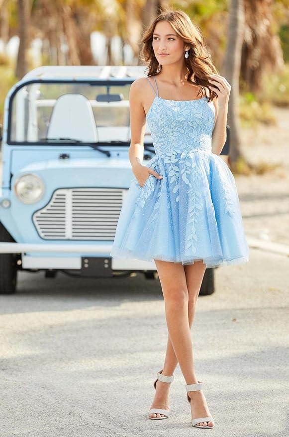 Homecoming-Kleider für Teens Tüll Junior-Promkleid mit Taschen SYH49