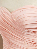 A-Line Floor Length Chiffon Bridesmaid Dress Sweetheart Strapless with Pleats