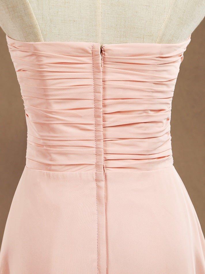 A-Line Floor Length Chiffon Bridesmaid Dress Sweetheart Strapless with Pleats