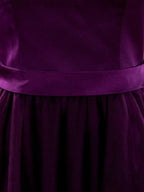 A-line V-neck High-low Hem Satin match Tulle Bridesmaid Dress