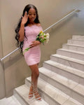 Niedliches rosa Rüschenkleid ohne Träger, schlichtes Minikleid für den Homecoming-Abschlussball Y7963