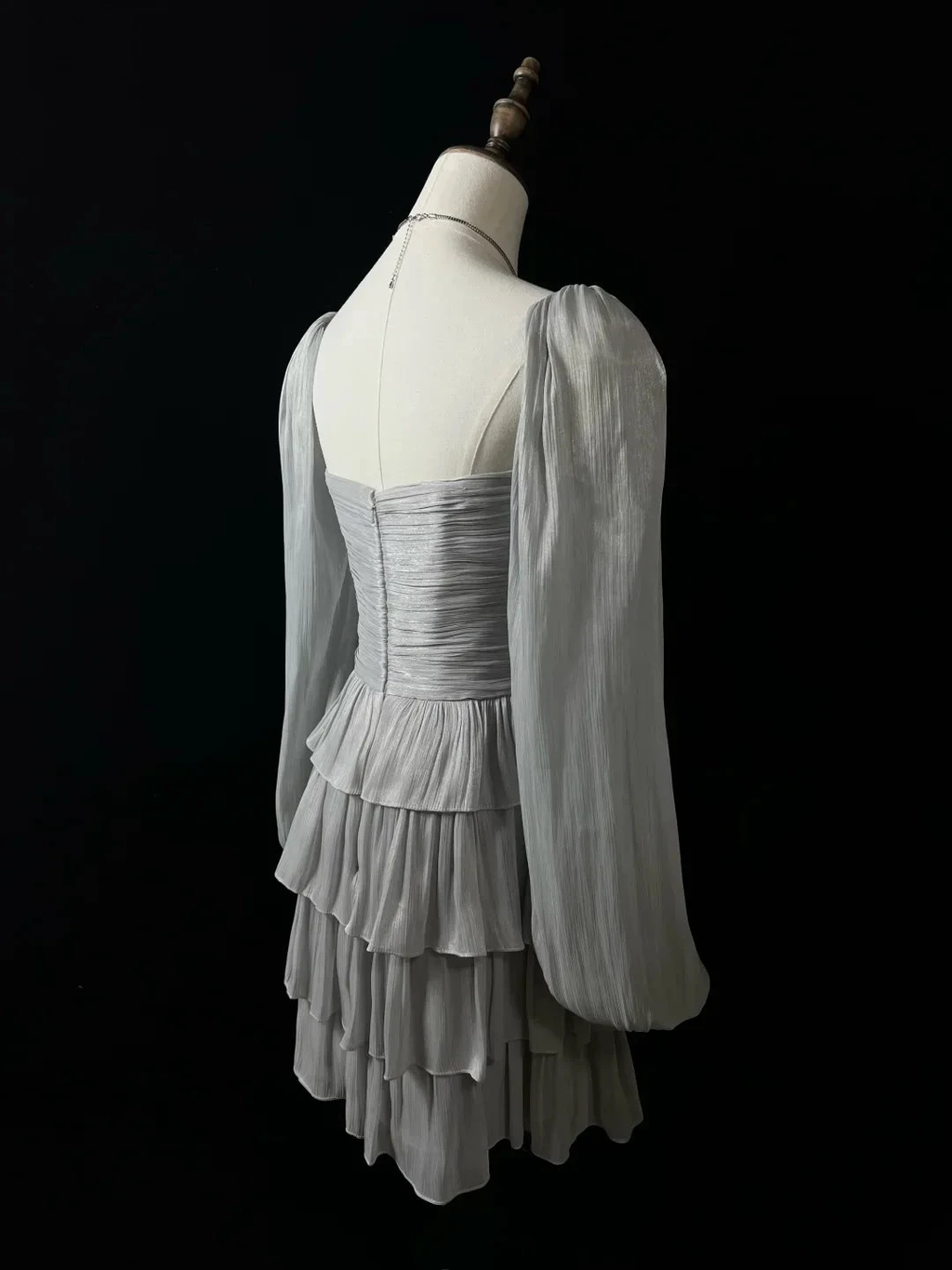 Cute Silver Gray Tulle Bow A Line Layered Short Party Dress Homecoming Dress Y8651 by simplepromdress