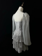 Cute Silver Gray Tulle Bow A Line Layered Short Party Dress Homecoming Dress Y8651 by simplepromdress
