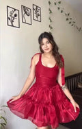 Süßes Rotes A-Linien Tüll Homecoming-Kleid Kurzes Promkleid Y8509
