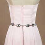 A-Line Tulle Floor Length Bridesmaid Dress Strapless with Belt