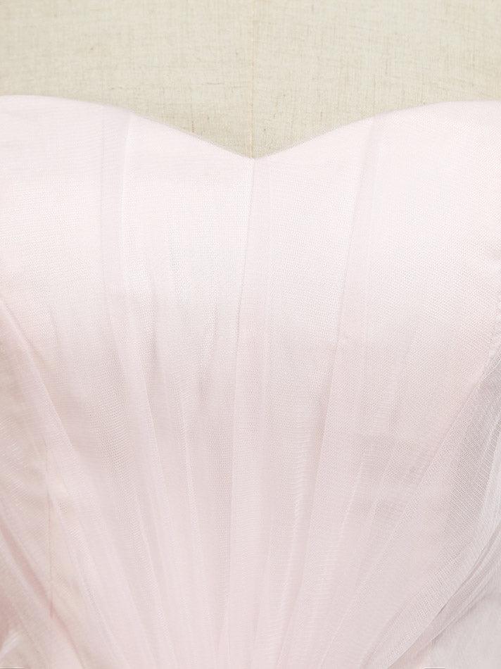 A-Line Tulle Floor Length Bridesmaid Dress Strapless with Belt