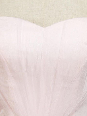 A-Linie Tüll Bodenlanges Brautjungfernkleid trägerlos mit Gürtel 