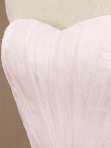 A-Linie Tüll Bodenlanges Brautjungfernkleid trägerlos mit Gürtel 