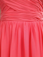 A-Line V-neck Floor Length Chiffon Bridesmaid Dress with Criss Cross Pleats
