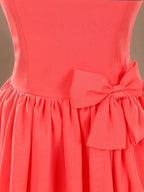 A-Line Jewel Neck Knee Length Chiffon Bridesmaid Dress with Cap Sleeves Buttons