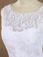 A-Line Jewel Neck Knee Length Chiffon match Lace Bridesmaid Dress