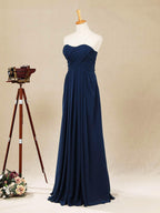 A-Line Strapless Floor Length Chiffon Bridesmaid Dress with Ruching