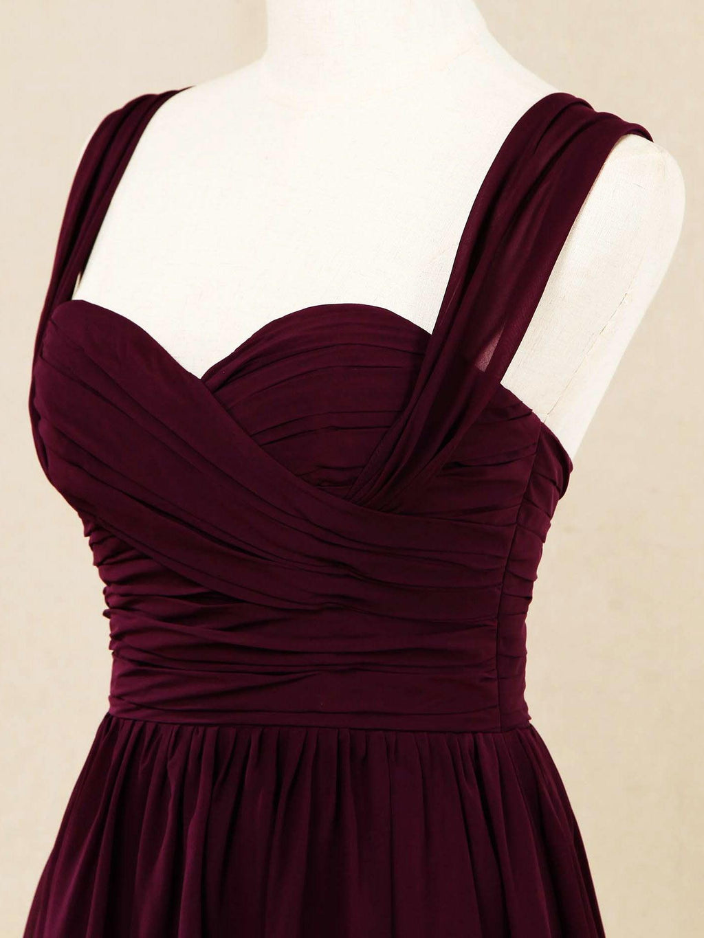 A-Line Straps Floor Length Chiffon Bridesmaid Dress Sweetheart Neck