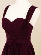 A-Line Straps Floor Length Chiffon Bridesmaid Dress Sweetheart Neck