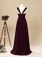 A-Line Straps Floor Length Chiffon Bridesmaid Dress Sweetheart Neck