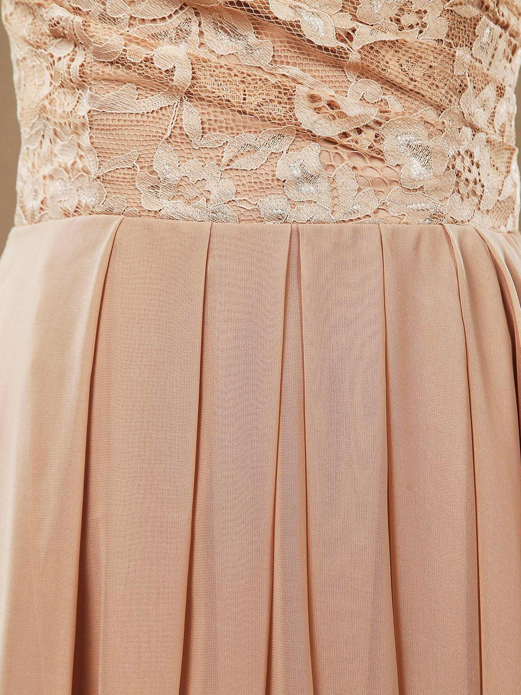 A-line Floor Length Chiffon match Lace Bridesmaid Dresses Sweetheart Strapless