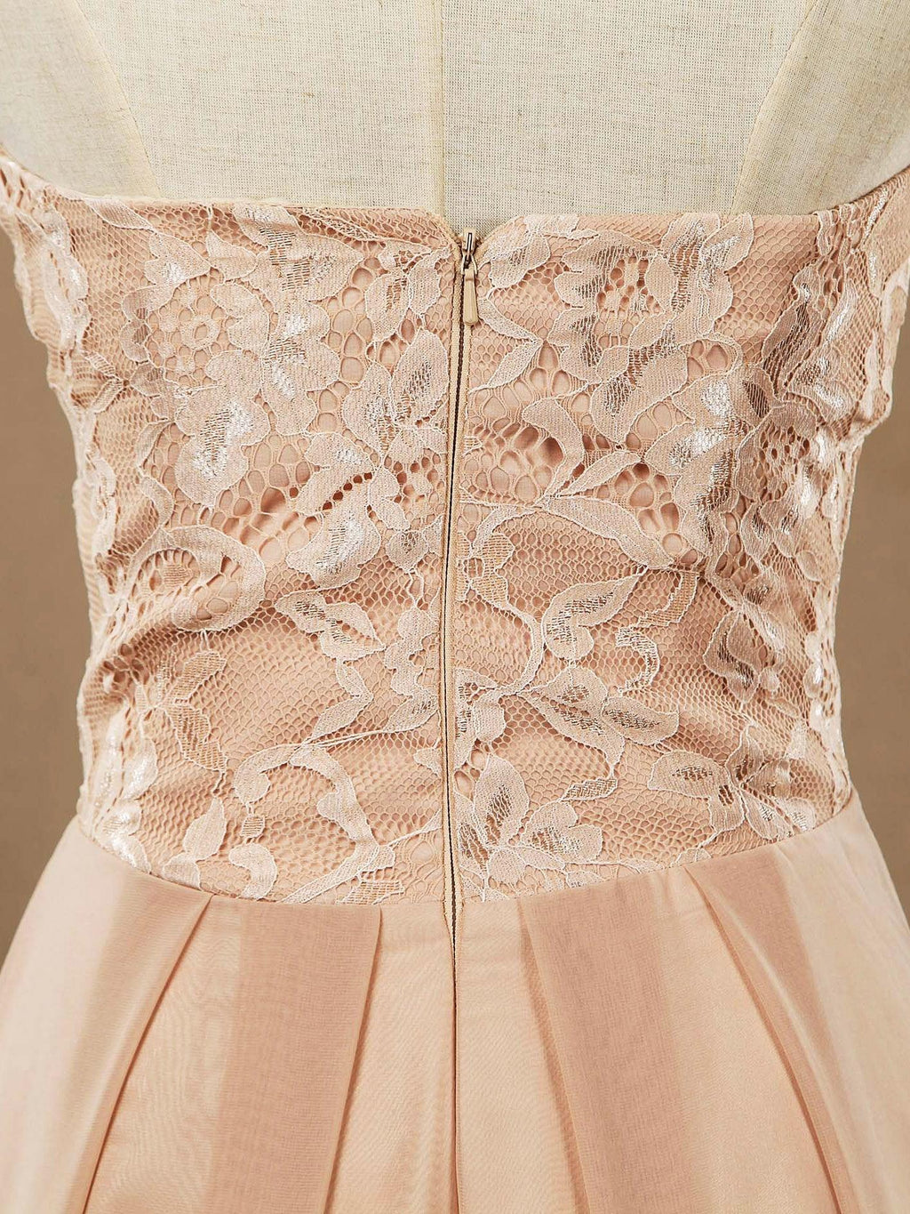 A-line Floor Length Chiffon match Lace Bridesmaid Dresses Sweetheart Strapless