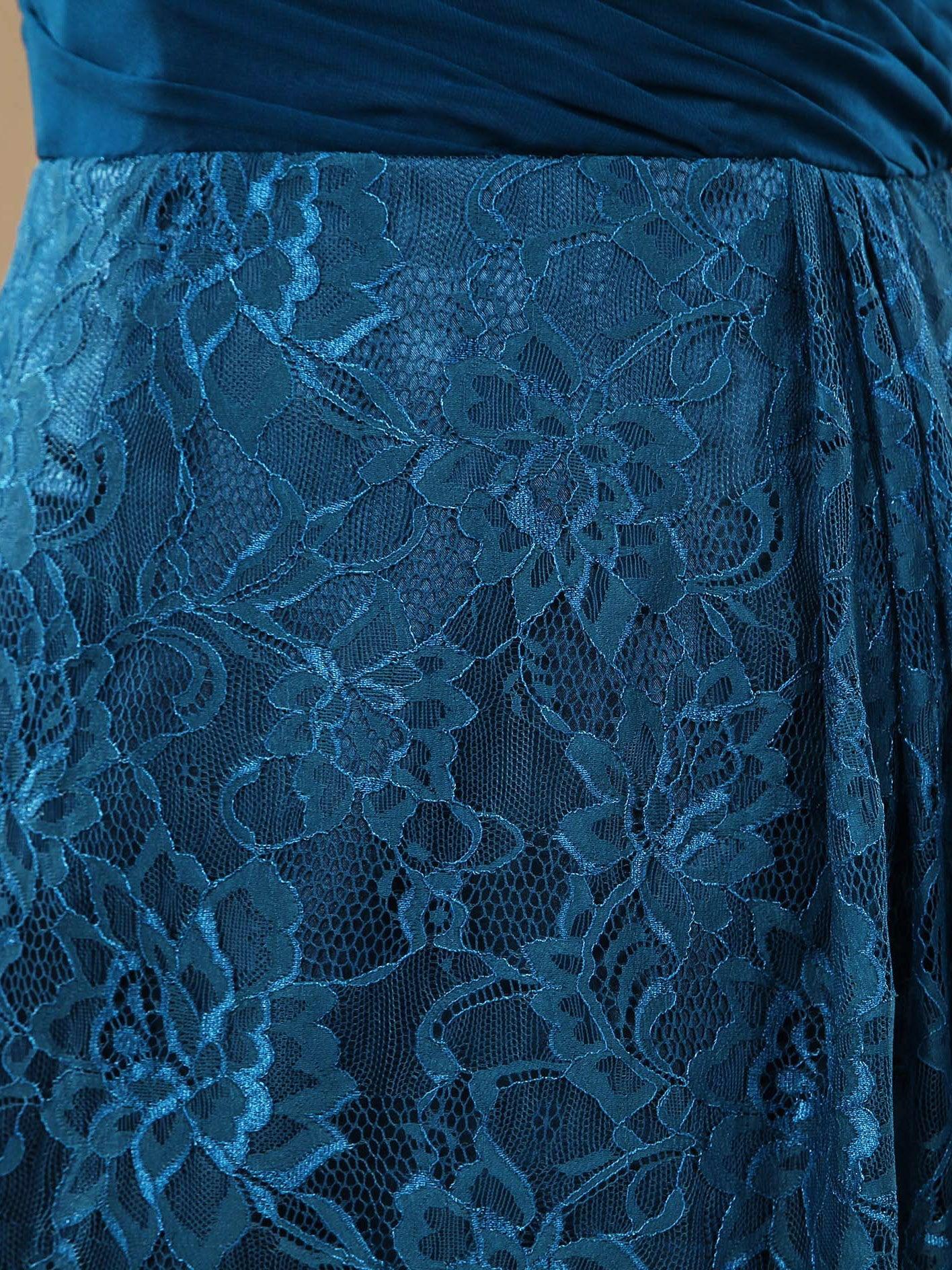 A-line Chiffon Mix Lace Bridesmaid Dress Knee-length Sweetheart With Ruching