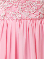 A-Line/Princess Bridesmaid Dress Chiffon Match Lace Scoop Neck Cap Sleeves