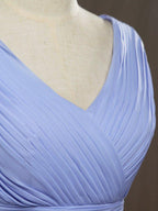 A-Line Princess V-neck Floor Length Chiffon Bridesmaid Dress with Criss Cross Ruching
