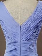 A-Line Princess V-neck Floor Length Chiffon Bridesmaid Dress with Criss Cross Ruching