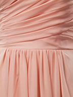 A-line Strapless Sweetheart Floor Length Chiffon Bridesmaid Dress with Criss Cross Ruching Pleats