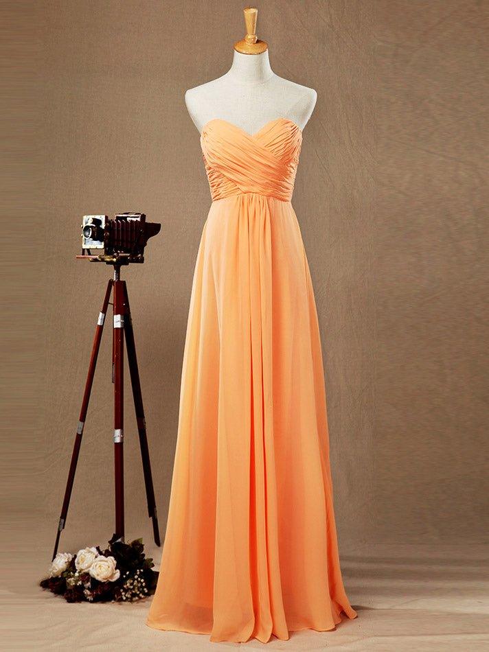 A-line Strapless Sweetheart Floor Length Chiffon Bridesmaid Dress with Criss Cross Ruching