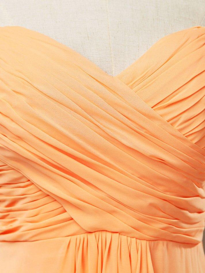 A-line Strapless Sweetheart Floor Length Chiffon Bridesmaid Dress with Criss Cross Ruching