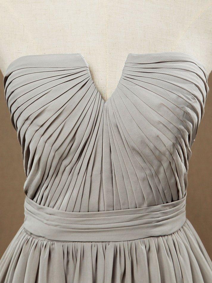 A-Line V-neck Knee Length Chiffon Bridesmaid Dress with Criss Cross Ruching Pleats